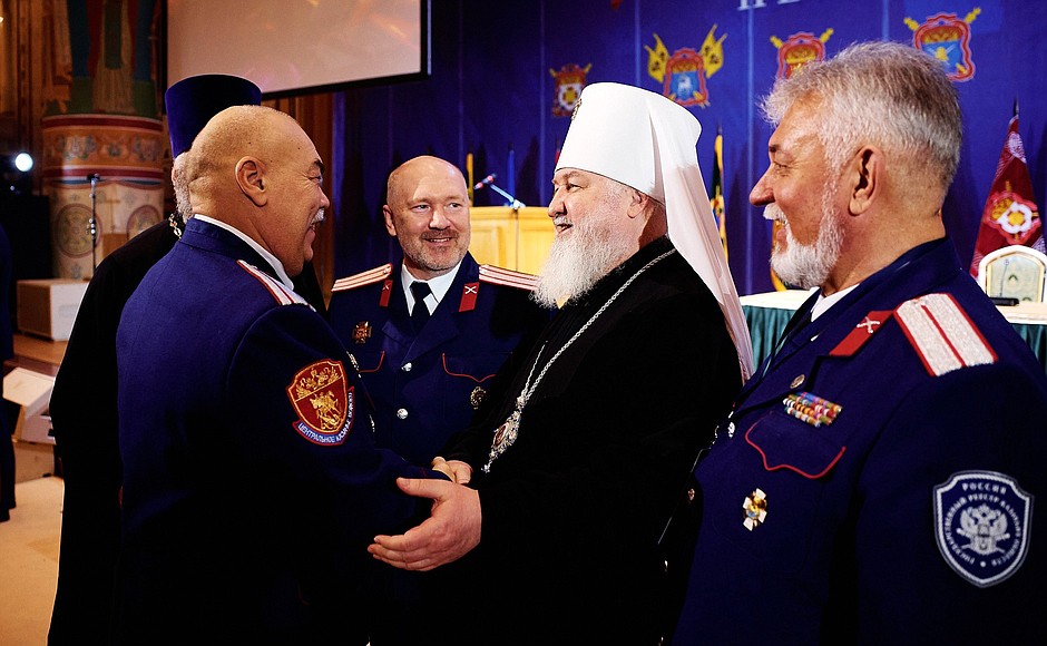 The 2nd Big Assembly of Russian Cossacks took place in the congress hall at the Cathedral of Christ the Savior in Moscow.