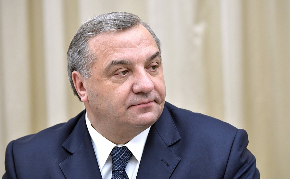 Emergency Situations Minister Vladimir Puchkov at the meeting with Government members.