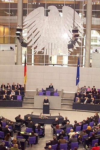 President Vladimir Putin addressing the Bundestag.