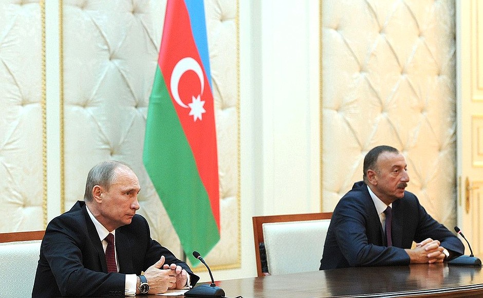 Statements for the press following Russian-Azerbaijani talks. With President of Azerbaijan Ilham Aliyev.