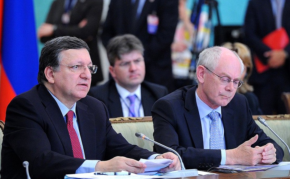 Встреча на высшем уровне Россия – Европейский союз. Председатель Европейской комиссии Жозе Мануэл Баррозу (слева) и Председатель Европейского совета Херман Ван Ромпёй.