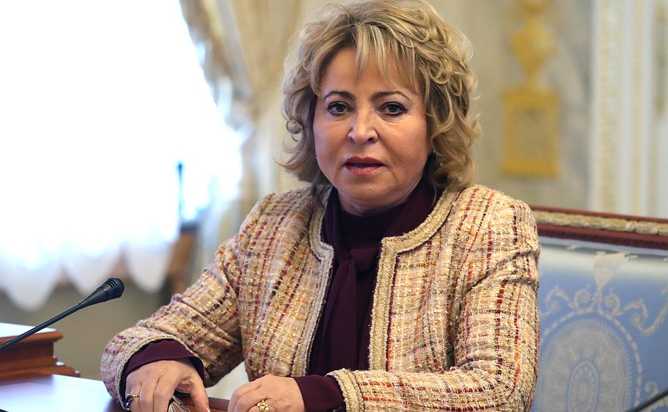 Federation Council Speaker Valentina Matviyenko before the briefing meeting with permanent members of the Security Council.