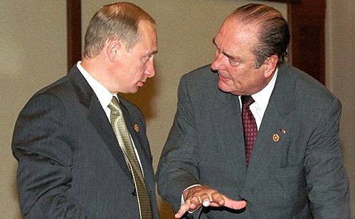 Meeting of G8 heads of state and government. President Putin with French President Jacques Chirac.