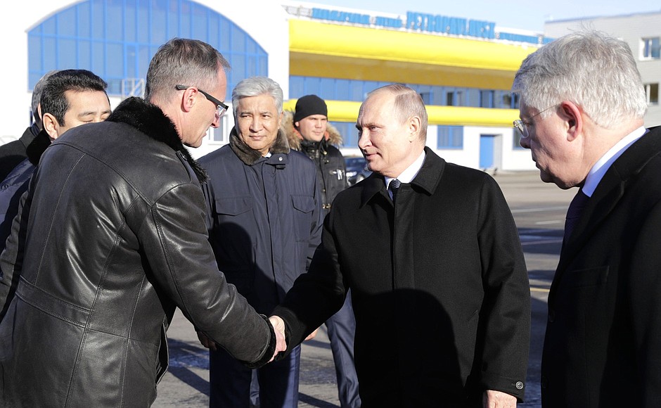 The President arrived in Petropavlovsk (Kazakhstan).