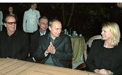 President Putin meeting with participants in the 23rd Moscow International Film Festival. With actors Jack Nicholson and Peta Wilson.