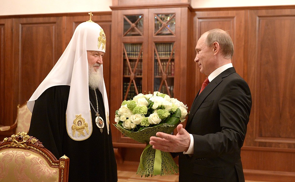 Vladimir Putin congratulated Patriarch of Moscow and All Russia Kirill on his Name Day and on the Day of Slavic Writing and Culture.
