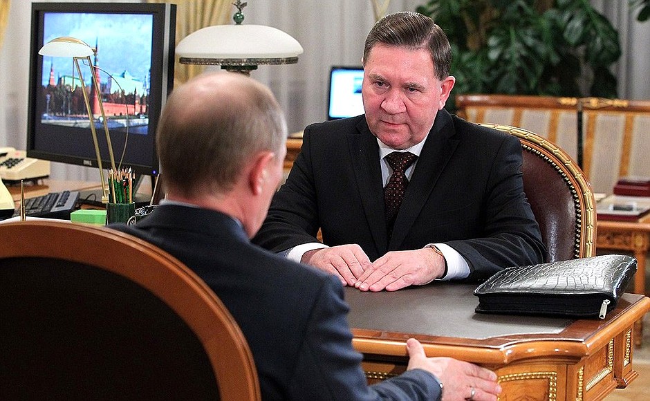 During a meeting with Kursk Region Governor Alexander Mikhailov.