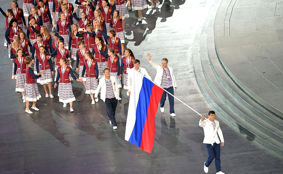 Russian national team at the opening ceremony of the First European Games.