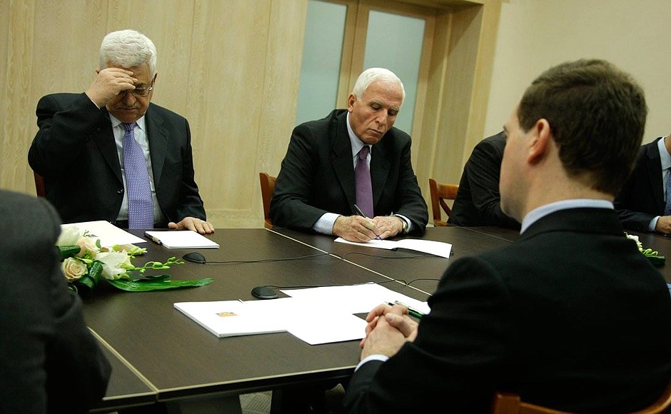 Встреча с главой Палестинской национальной администрации Махмудом Аббасом.