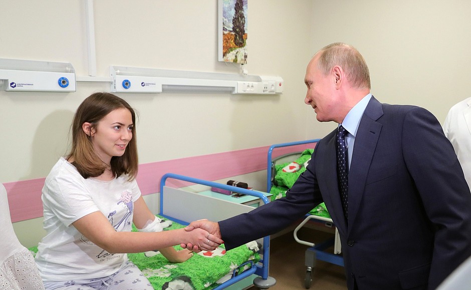 In the Morozov Children’s City Clinical Hospital. The President visited a girl who is undergoing treatment at the hospital.