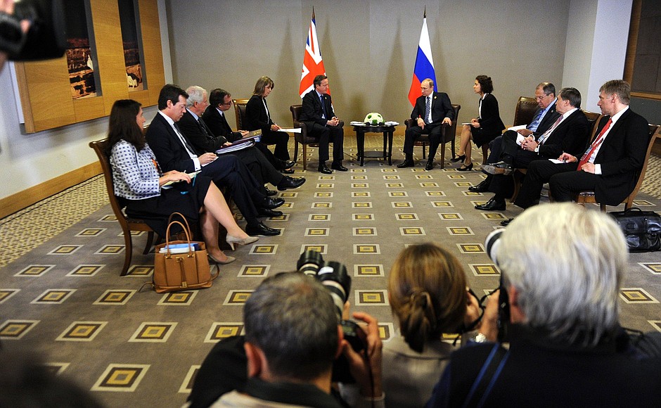 Meeting with British Prime Minister David Cameron .