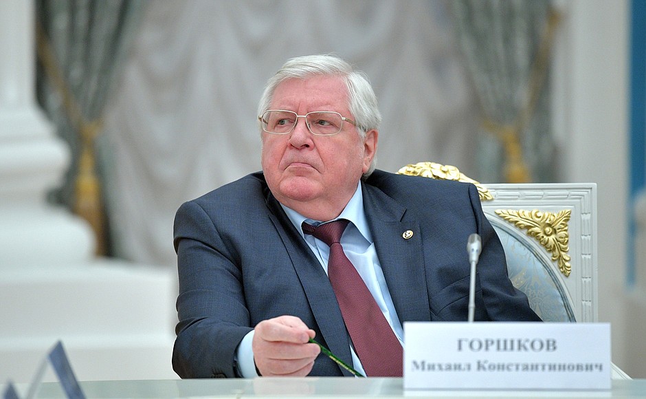 Director of the Russian Academy of Sciences Institute of Sociology Mikhail Gorshkov at a meeting with members of the Russian Academy of Sciences.
