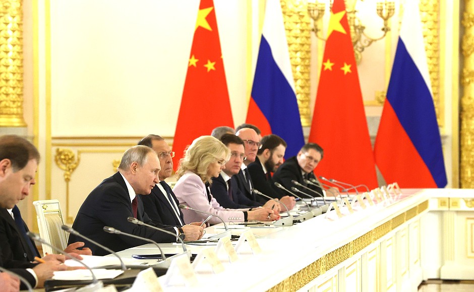 During Russian-Chinese talks in an expanded format.