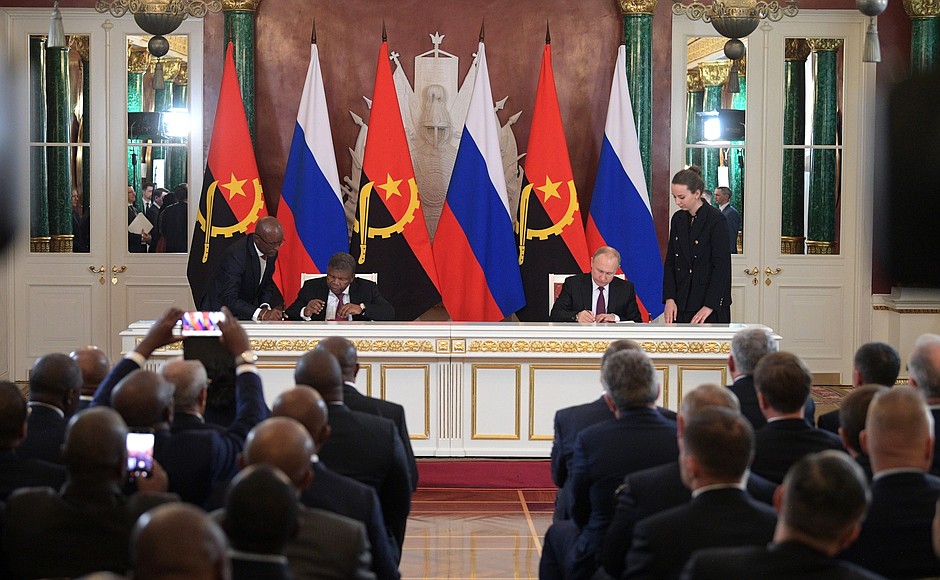 Vladimir Putin and Joao Lourenco signed a joint communique.