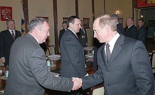 President Putin with the Governor of the Rostov Region, Vladimir Chub, before a meeting of the presidium of the State Council devoted to mortgage lending development.