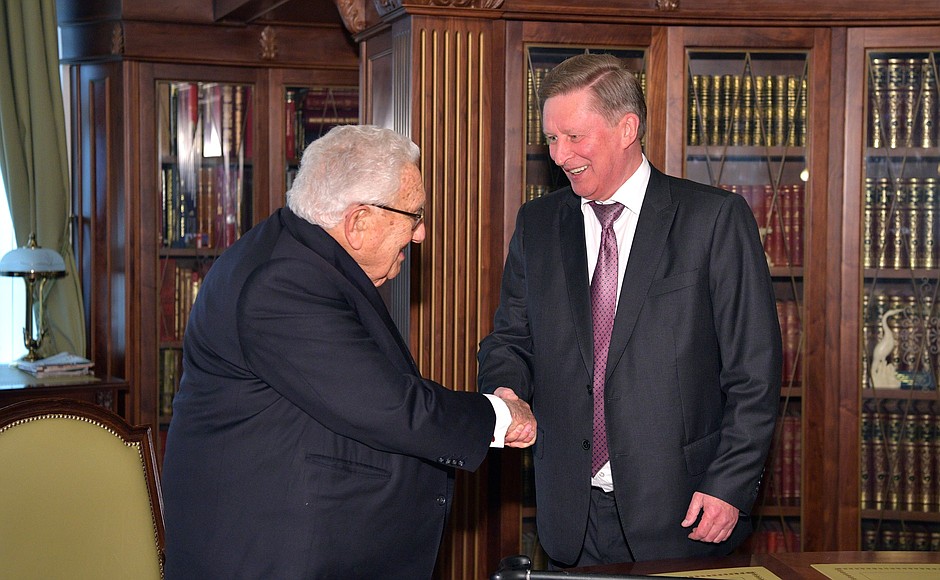 Special Presidential Representative for Environmental Protection, Ecology and Transport Sergei Ivanov met with American political scientist and former US Secretary of State Henry Kissinger.