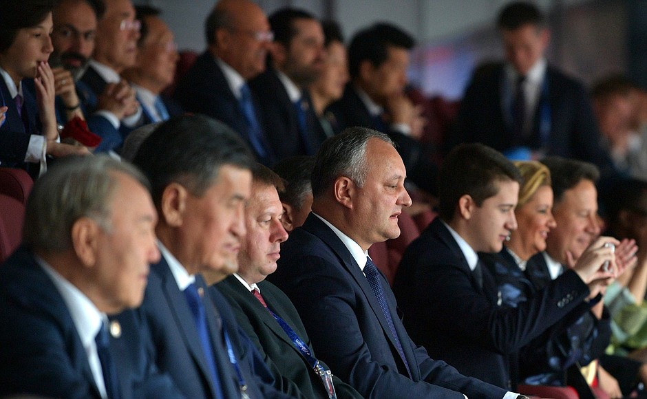 Президент Республики Молдова Игорь Додон на церемонии открытия чемпионата мира по футболу 2018 года.