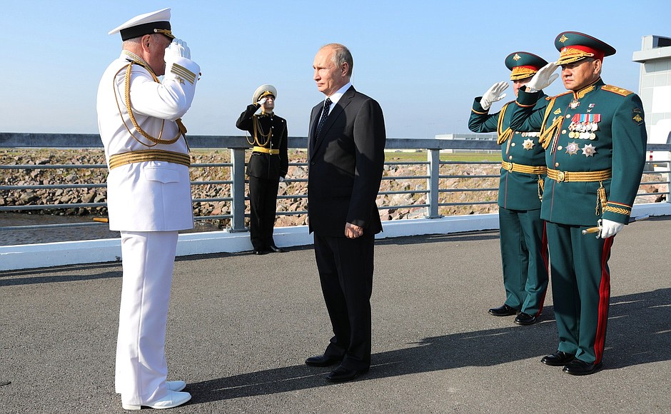 Ahead of the Main Naval Parade in St Petersburg.