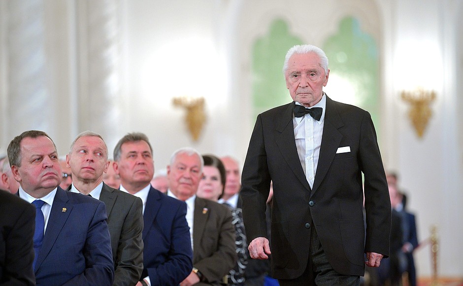 At the Russian Federation National Awards presentation ceremony. Laureate of the Russian Federation National Award in literature and the arts Yury Grigorovich.