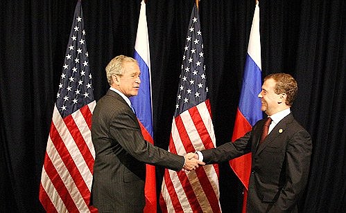 С Президентом США Джорджем Бушем.