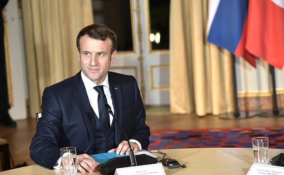 President of France Emmanuel Macron before the Normandy format summit.
