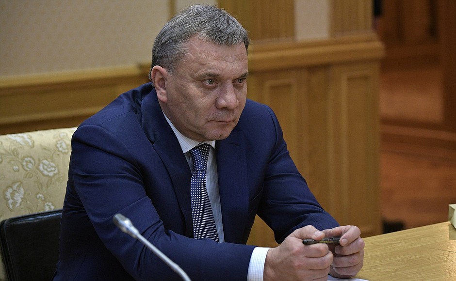 Deputy Defence Minister Yury Borisov before the meeting on diversifying the production of civilian products by defence industry enterprises.