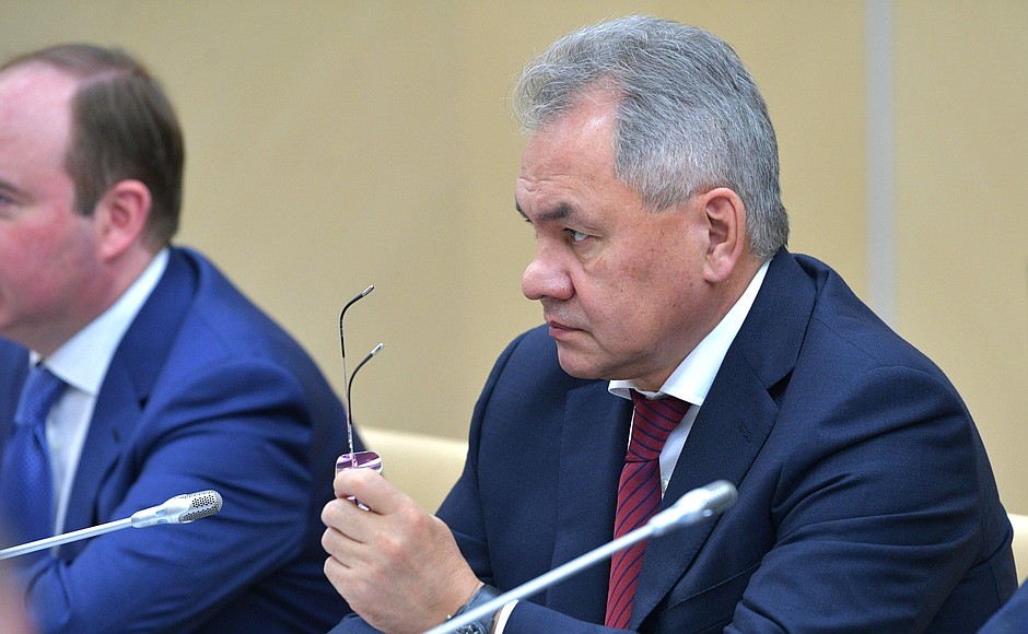 Defence Minister Sergei Shoigu before a Security Council meeting.