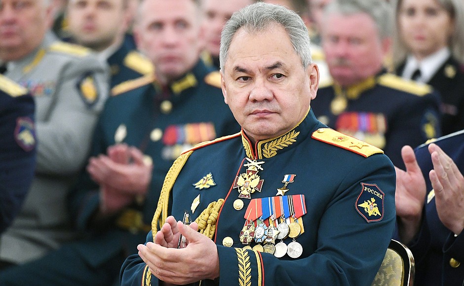 Meeting with graduates of higher military schools. Minister of Defence Sergei Shoigu.