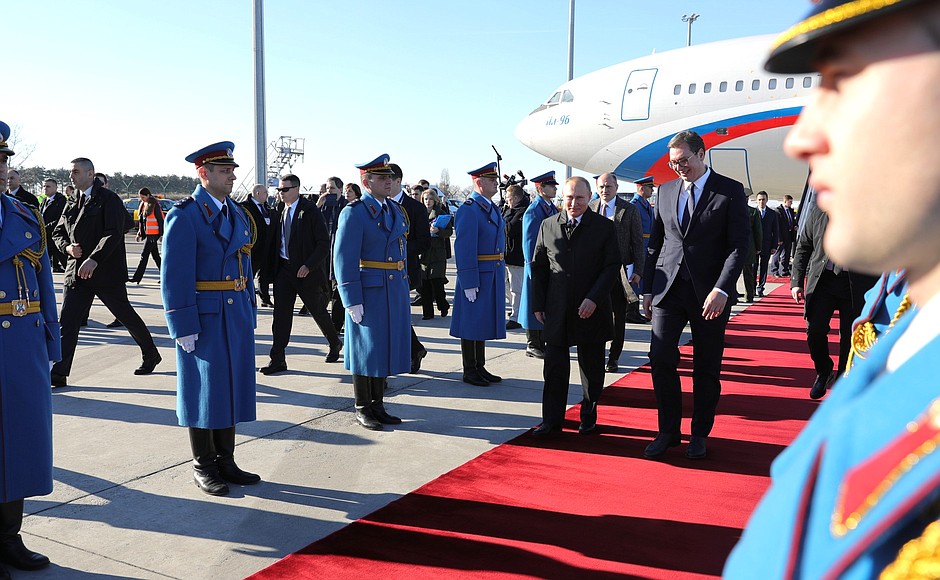 Arriving in Belgrade. With President of the Republic of Serbia Aleksandar Vucic.