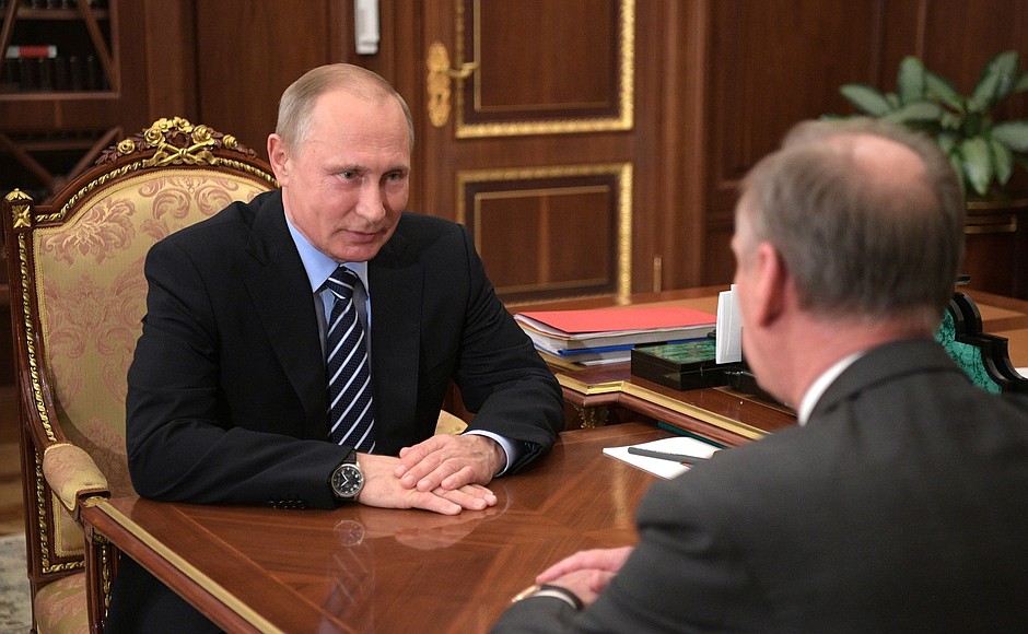 At a meeting with Secretary of the Security Council Nikolai Patrushev.