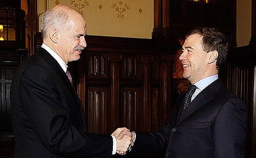 With Greek Prime Minister George Papandreou.