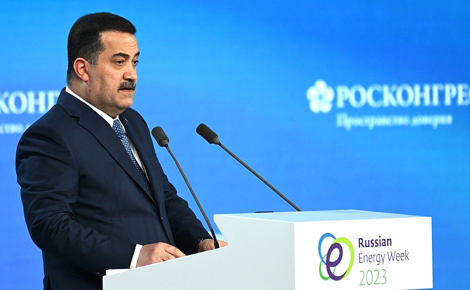Prime Minister of the Republic of Iraq Muhammed Shia Al-Sudani at the plenary session of Russian Energy Week.