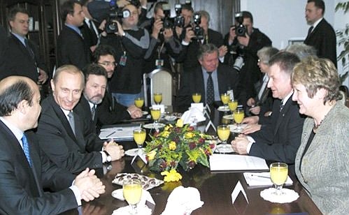 President Putin meeting Polish Senate Speaker Longin Pastusiak.