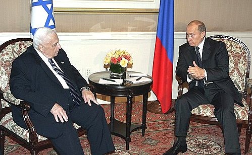 Meeting with Israeli Prime Minister Ariel Sharon.