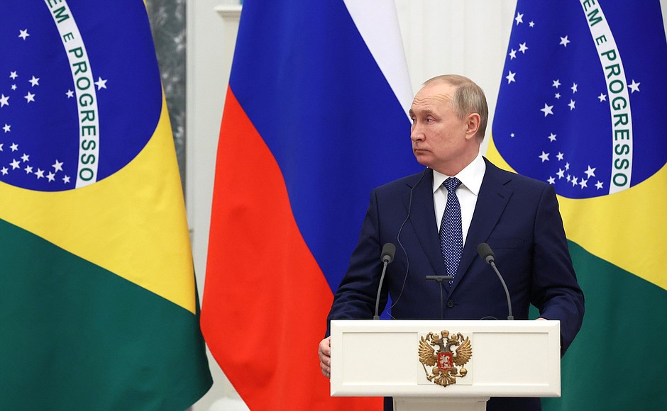 During press statements following Russian-Brazilian talks.