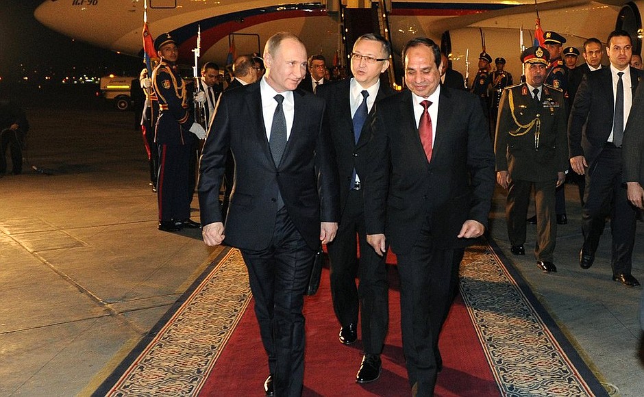 Arrival in Cairo. With President of Egypt Abdel Fattah el-Sisi.