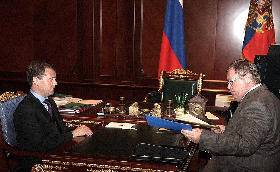 With Presidential Plenipotentiary Envoy to the Southern Federal District Vladimir Ustinov.