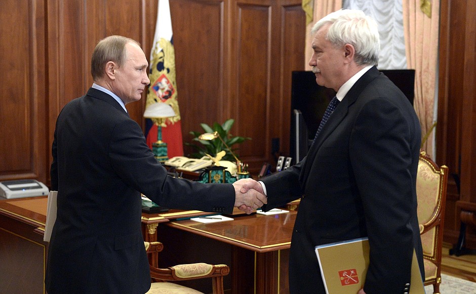 With Governor of St Petersburg Georgy Poltavchenko.