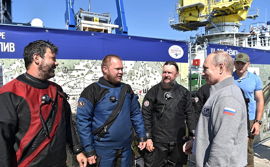 During an expedition to a submarine that was lost in the Great Patriotic War.