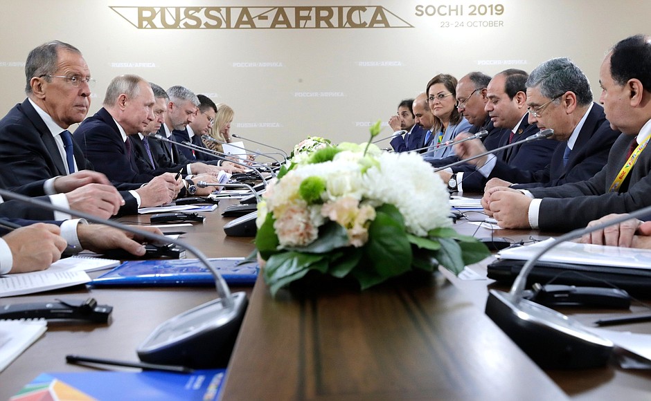 Встреча с Президентом Арабской Республики Египет, Председателем Африканского союза, сопредседателем саммита Россия – Африка Абдельфаттахом Сиси.