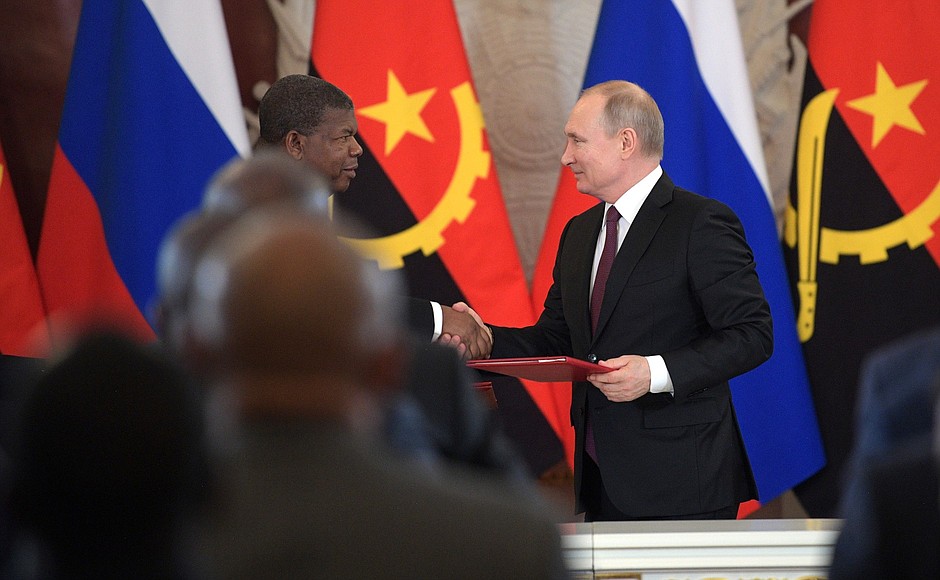 Vladimir Putin and Joao Lourenco signed a joint communique.