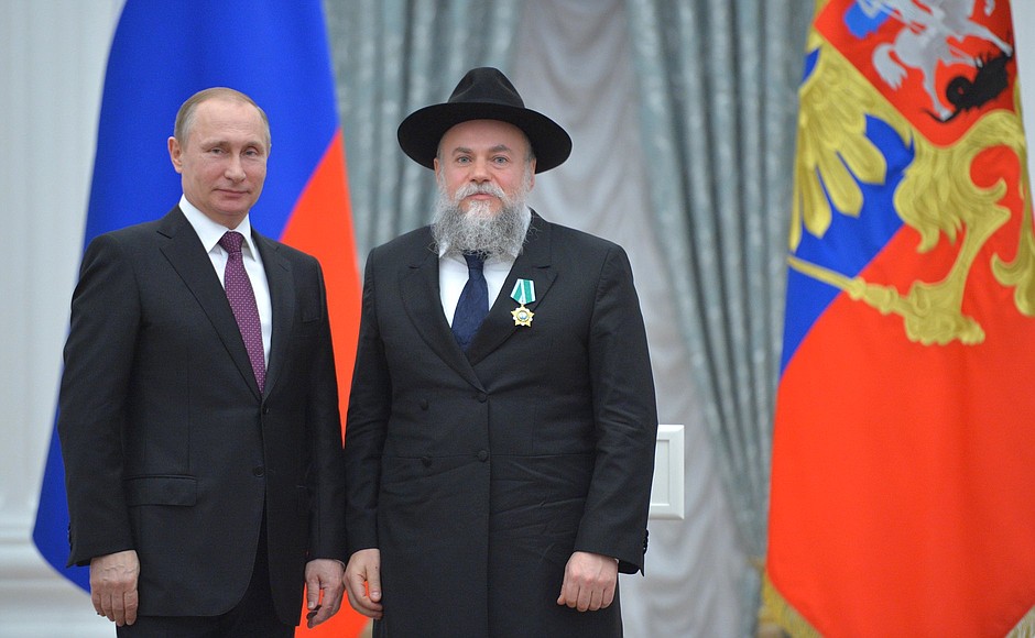 President of the Federation of Jewish Communities of Russia Alexander Boroda is awarded the Order of Friendship.