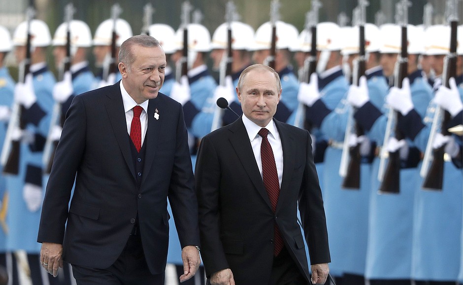 With President of Turkey Recep Tayyip Erdogan at the official welcoming ceremony.