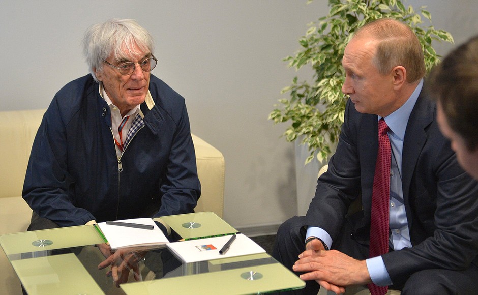 With Bernie Ecclestone, CEO of the Formula One Group.