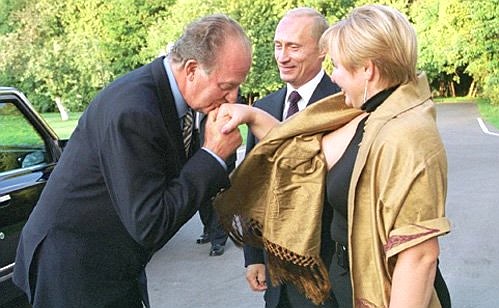 Владимир и Людмила Путины во время встречи с Королем Испании Хуаном Карлосом I.