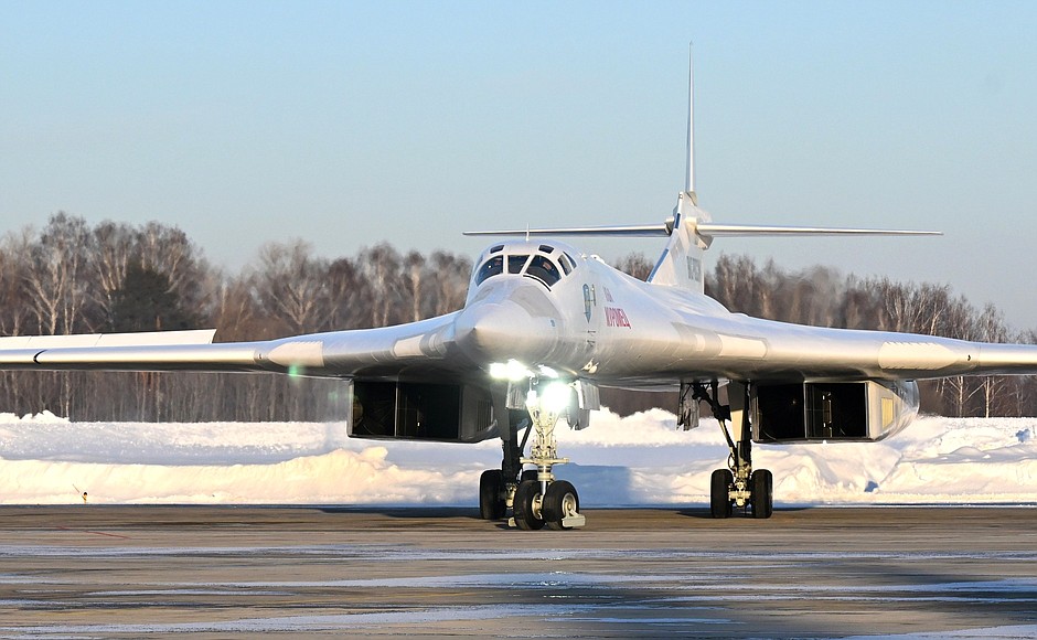 Vladimir Putin flies a Tu-160M missile carrier.