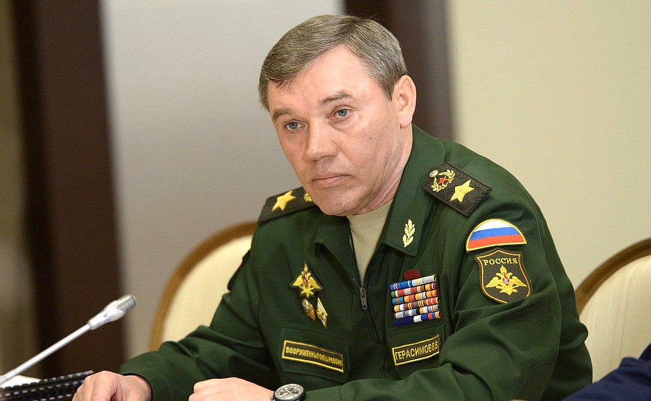 Chief of the General Staff of the Armed Forces Valery Gerasimov before the meeting with Defence Ministry leadership and representatives of the military-industrial complex.