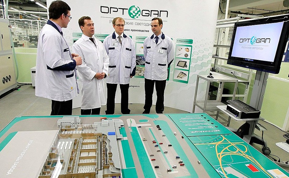 Visit to the Optogan LED plant in St Petersburg.