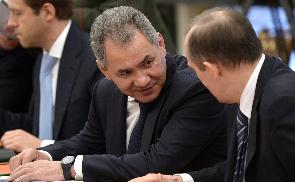 Before the meeting of the Military-Industrial Commission. Defence Minister Sergei Shoigu.