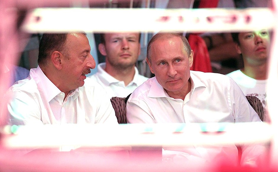 Посещение турнира по боевому самбо. С Президентом Азербайджана Ильхамом Алиевым.